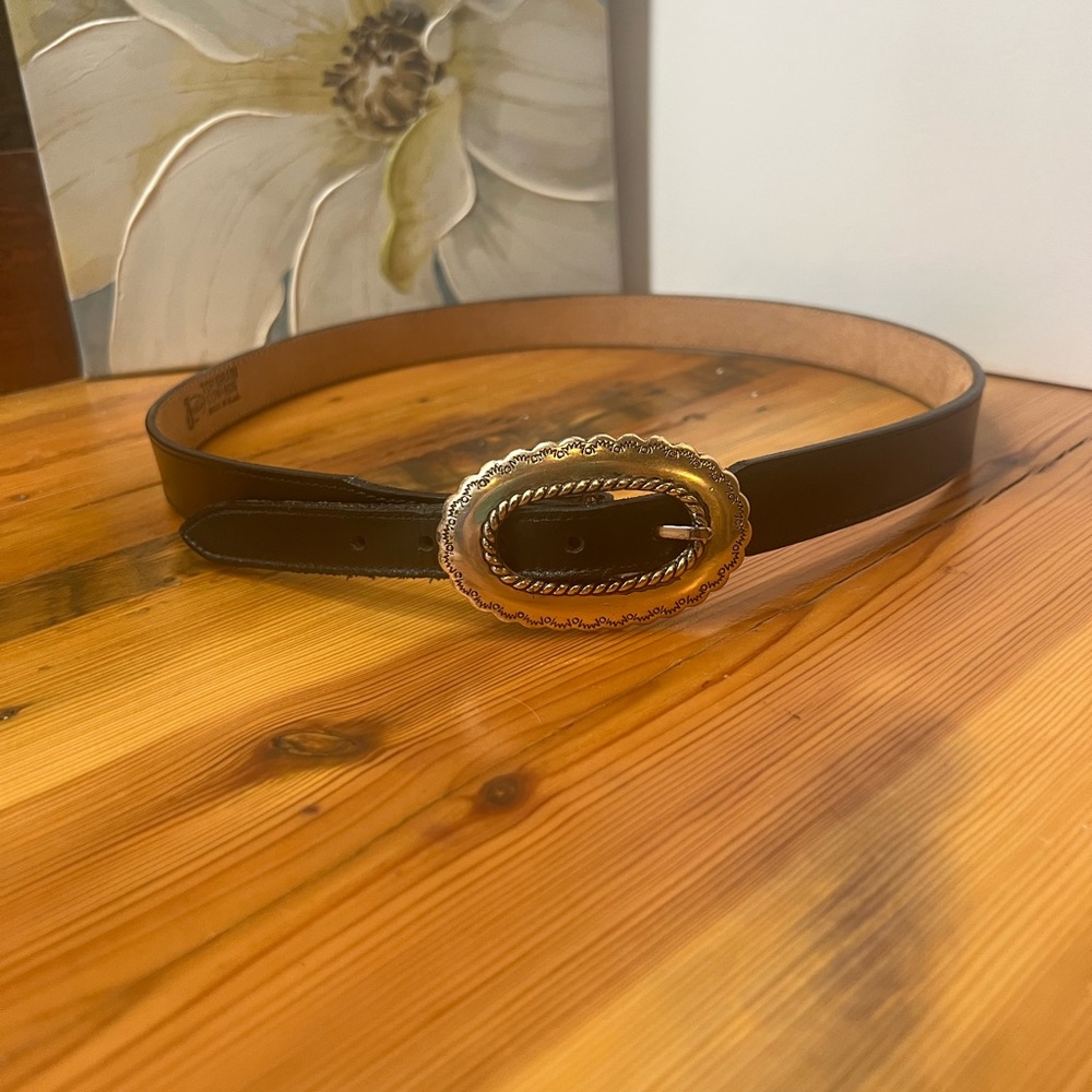 Justin belt and Buckle 34 silver and black 504 Bk usa 1991